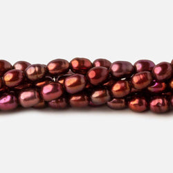 5x4.5-5.5x4.5mm Tri Color Red straight drilled Oval freshwater pearls 15 inch 74 pieces A (ONLINE ORDER ONLY)