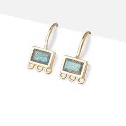 Vermeil Labradorite Baguette 3 ring Earwire Set of 2 pieces (ONLINE ORDER ONLY)