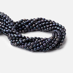 5x8mm Dark Navy Peacock Oval Straight Drilled Freshwater Pearls 14.5 inch 60 pcs (ONLINE ORDER ONLY)