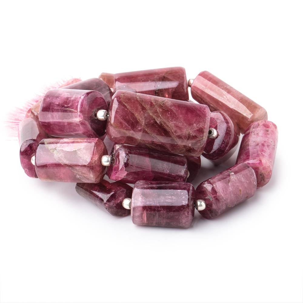17x13-30x16mm Rubelite Tourmaline Tube beads 17inch 19 pieces AA (ONLINE ORDER ONLY)