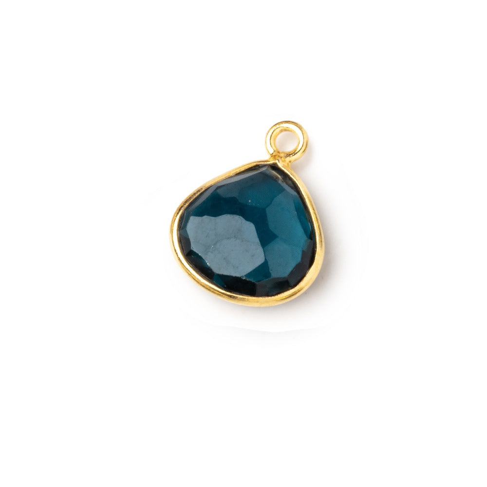 10.5-11.5mm Vermeil Bezel London Blue Topaz Faceted Heart Pendant 1 piece AAA (ONLINE ORDER ONLY)