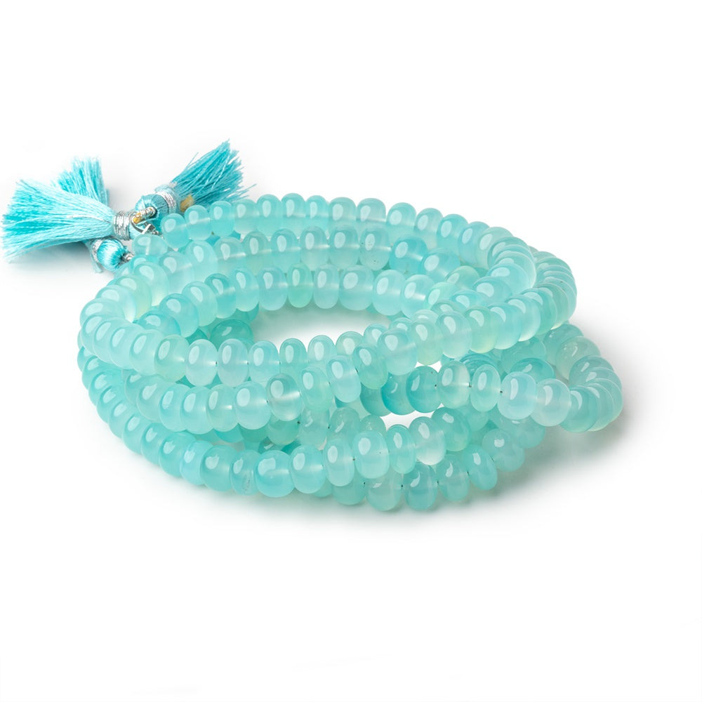 6-8mm Seafoam Blue Chalcedony Plain Rondelle Beads 16 inch 80 pieces