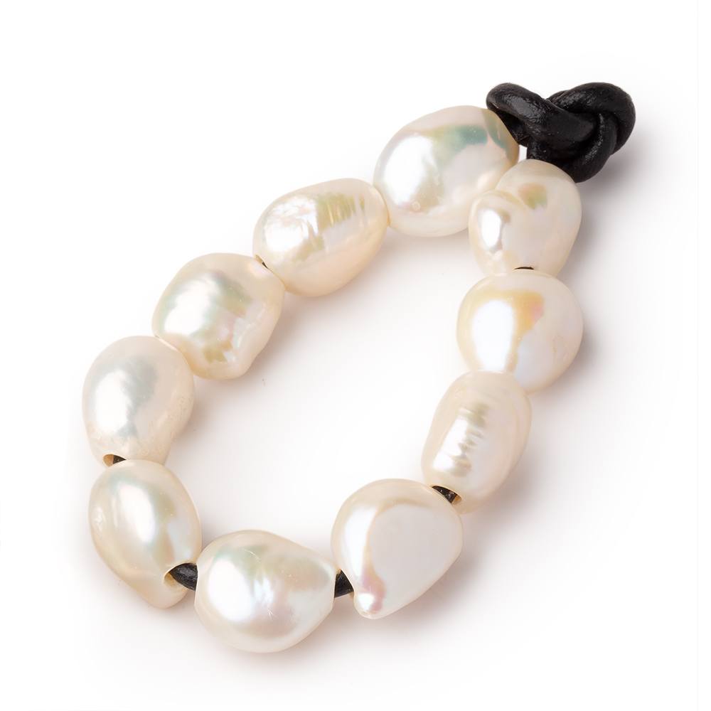 10-12mm Buttery White Large Hole Baroque Pearls Set of 10