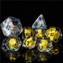 Chicken Family 7-Dice Set w/Green Numbers Dnd Dice Set + 30mm d20 (Online Only)