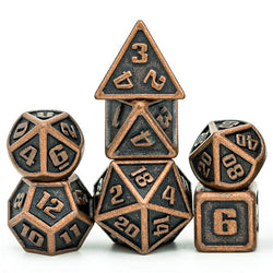 Copper Mini Metal Dice Ancient Effect | (10mm to 15mm) 7-Dice Udixi RPG (Online Only)