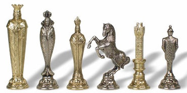 Chess Set - Renaissance Metal Men on Gold Trim Chess Board (ONLINE ORDER ONLY)