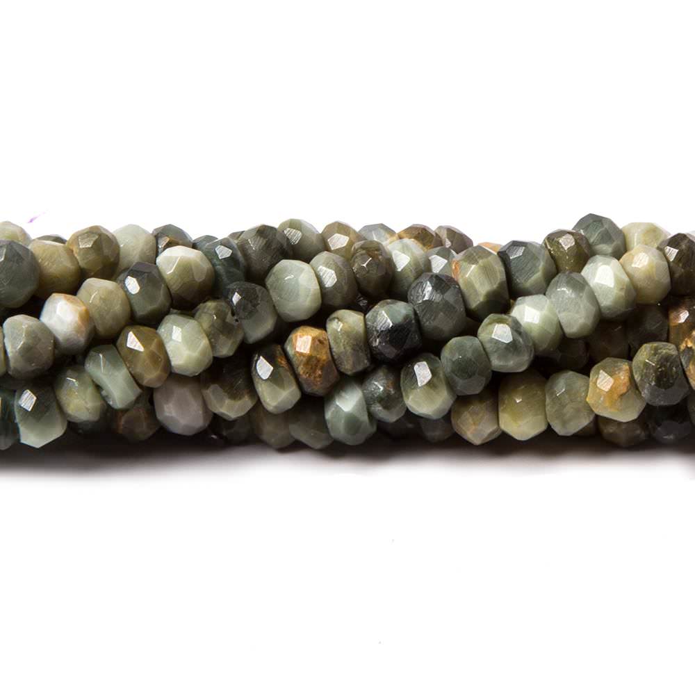4.8mm Cat's Eye Green Quartz faceted rondelle 12.5 inch 99 beads (ONLINE ORDER ONLY)