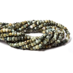 4.8mm Cat's Eye Green Quartz faceted rondelle 12.5 inch 99 beads (ONLINE ORDER ONLY)