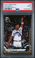 Graded 2025 Topps Now Ace Bailey #9 FoilFractor 1/1 Rookie RC Basketball Card PSA 9 Mint