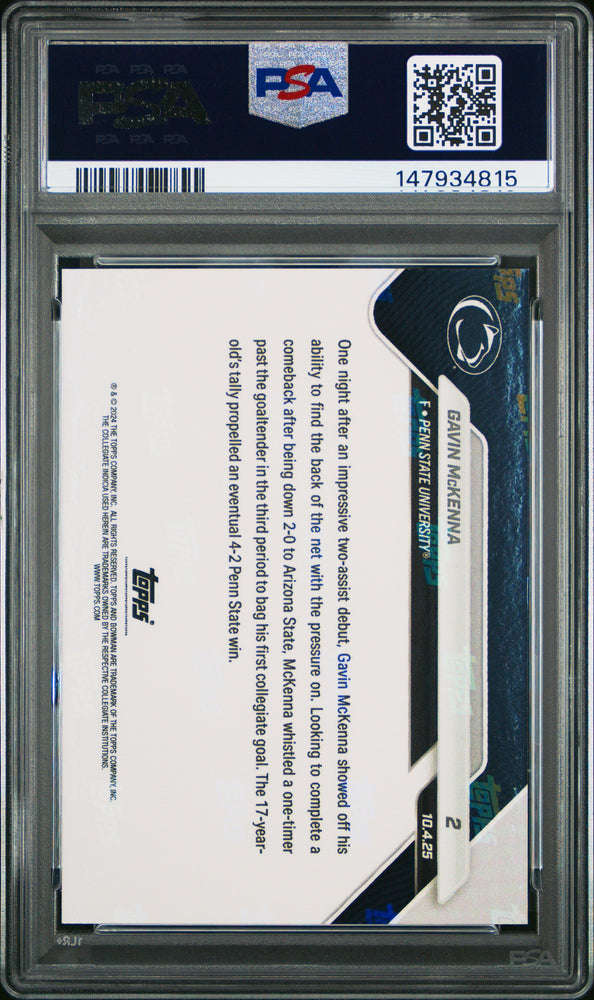 Graded 2025 Topps Bowman U Now Gavin McKenna #2 Rookie RC Hockey Card PSA 10 Gem Mint
