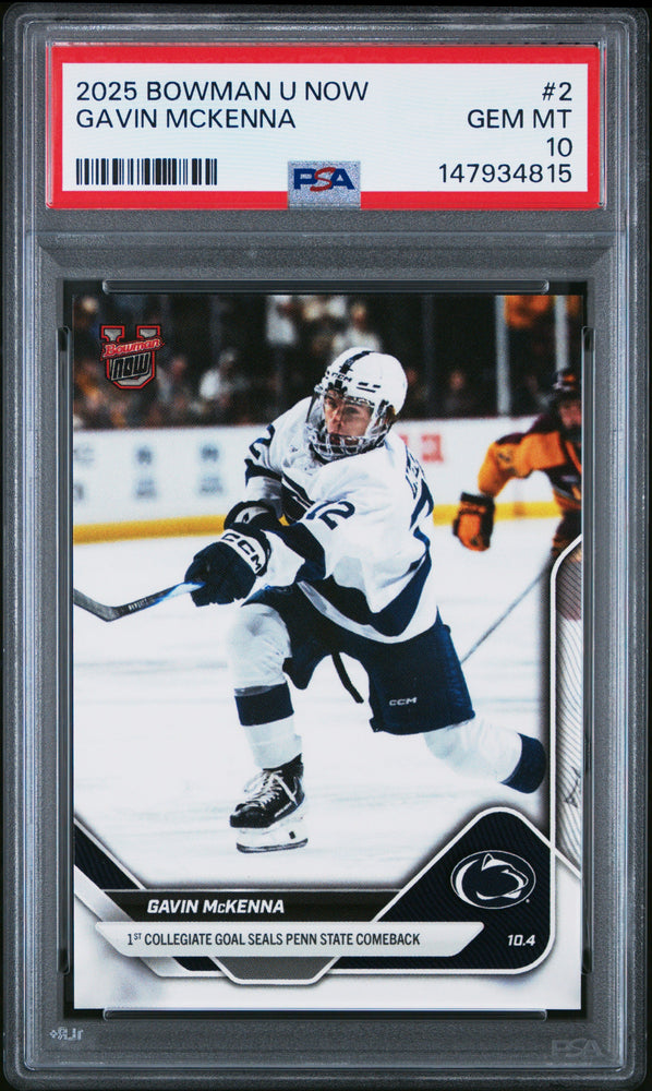 Graded 2025 Topps Bowman U Now Gavin McKenna #2 Rookie RC Hockey Card PSA 10 Gem Mint