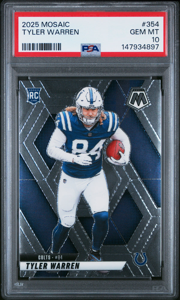 Graded 2025 Panini Mosaic Tyler Warren #354 Rookie RC Football Card PSA 10 Gem Mint