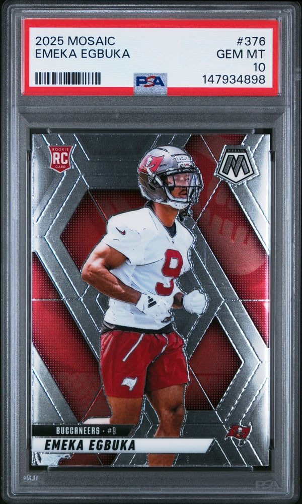 Graded 2025 Panini Mosaic Emeka Egbuka #376 Rookie RC Football Card PSA 10 Gem Mint