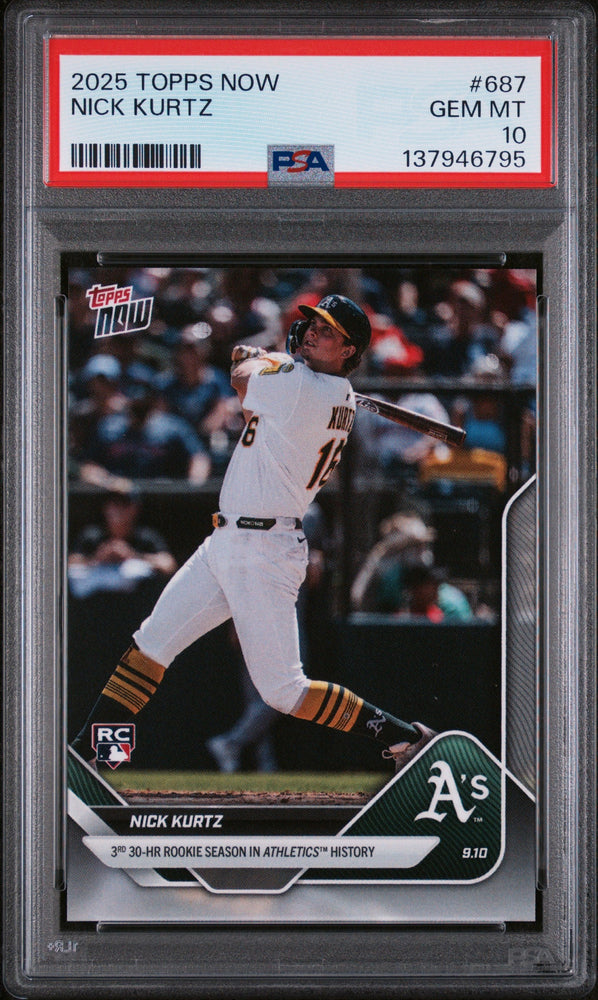 Graded 2025 Topps Now Nick Kurtz #687 Rookie RC Baseball Card PSA 10 Gem Mint