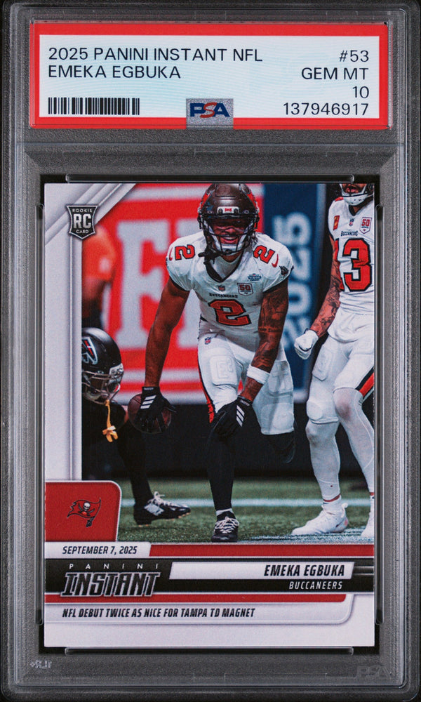 Graded 2025 Panini Instant NFL Emeka Egbuka #53 Rookie RC Football Card PSA 10 Gem Mint