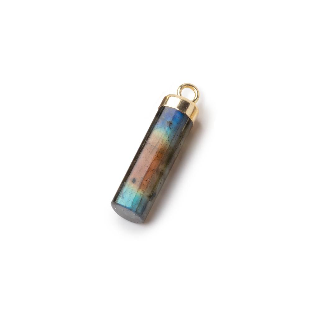 19x5.5mm Gold Leafed Labradorite Plain Barrel Tube Pendant 1 piece (ONLINE ORDER ONLY)