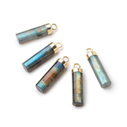19x5.5mm Gold Leafed Labradorite Plain Barrel Tube Pendant 1 piece (ONLINE ORDER ONLY)