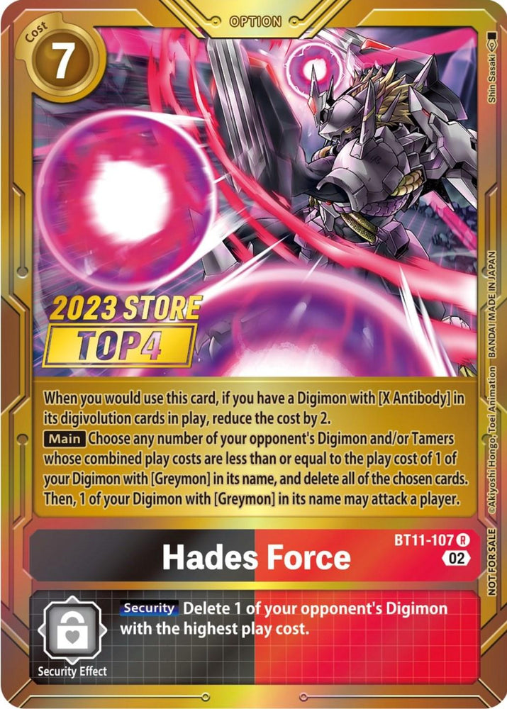 Hades Force [BT11-107] (2023 Store Top 4) [Dimensional Phase Promos] (ONLINE ORDER ONLY)