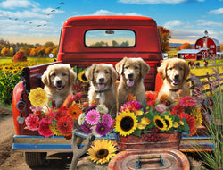 Diamond Art Club – Puppies and Flowers Diamond Painting (Square Drill, 36.2" x 27.6") (ONLINE ORDER ONLY)