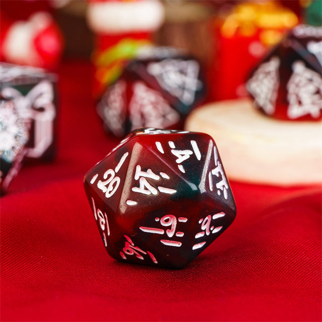 Green/Red Christmas Dice w/White Presents Trees Snowman Holiday Festive (Online Only)