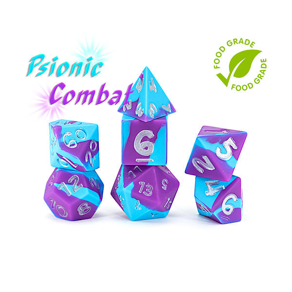 7 - Die Set Anti-Stress Silicone Dice - Psionic Combat (Online Order Only)