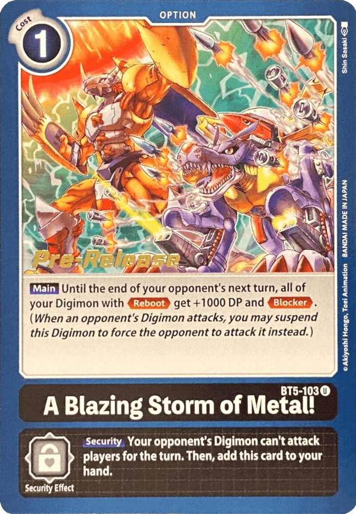 A Blazing Storm of Metal! [BT5-103] [Battle of Omni Pre-Release Promos] (ONLINE ORDER ONLY)