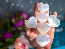 4 CM Sweet Selenite /  Satin Spar Hearts (ONLINE ORDER ONLY)