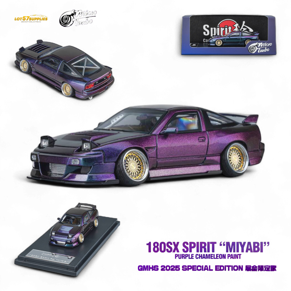 MicroTurbo Custom 180SX Spirit Rei - Purple Chameleon GMHS 2025 Special Edition 1:64 (ONLINE ORDER ONLY)