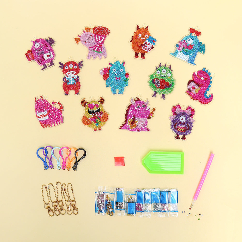 Adorable Keychains Diamond Art Kit – Monsters (Set of 15) (ONLINE ORDER ONLY)