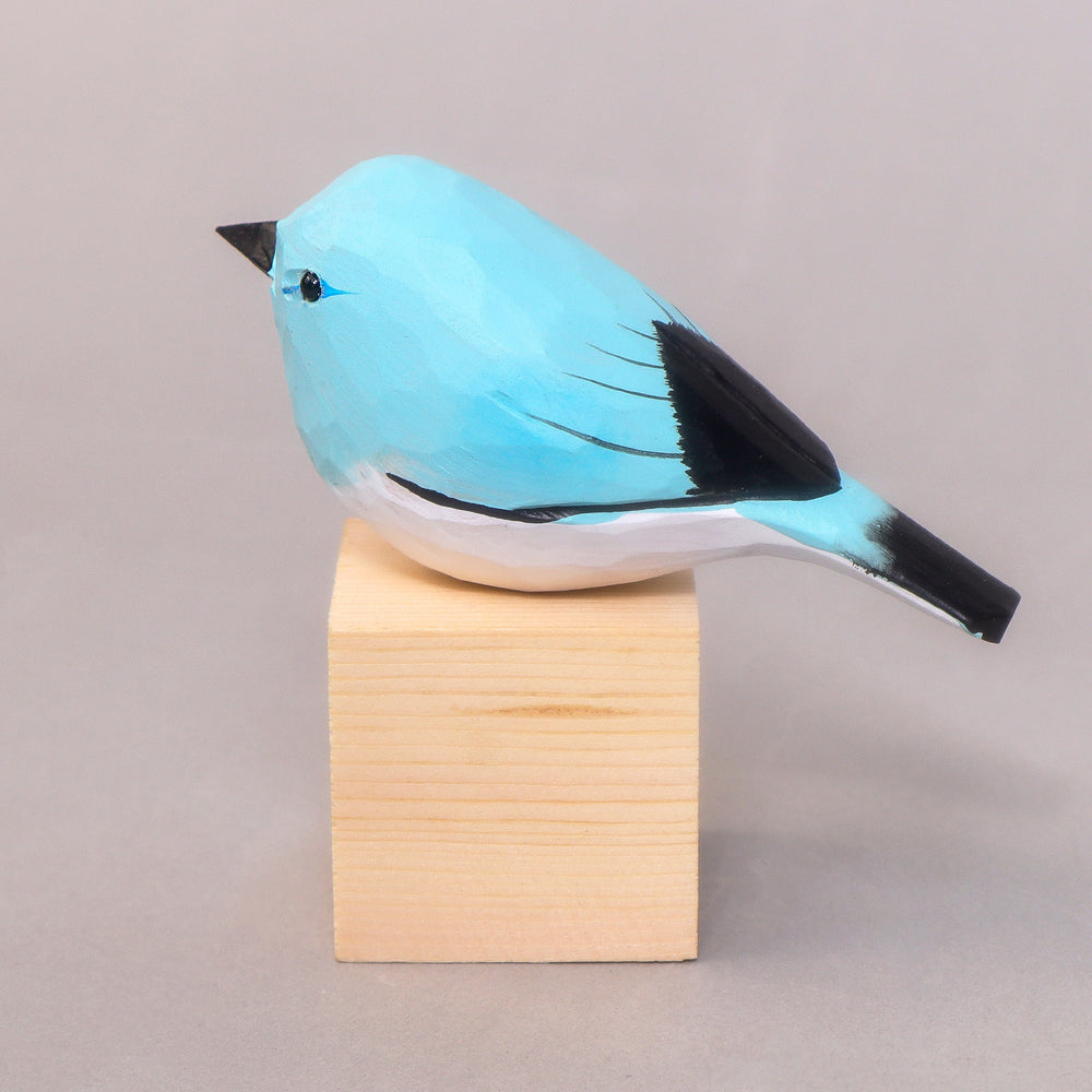 Hand-Carved Wooden Bird Figurine – Blue (ONLINE ORDER ONLY)