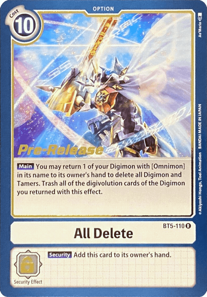 All Delete [BT5-110] [Battle of Omni Pre-Release Promos] (ONLINE ORDER ONLY)