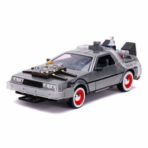 Back to the Future Part III die-cast (white-wall version) 1:24 scale "Hollywood Rides" light-up DeLorean Time Machine (ONLINE ORDER ONLY)