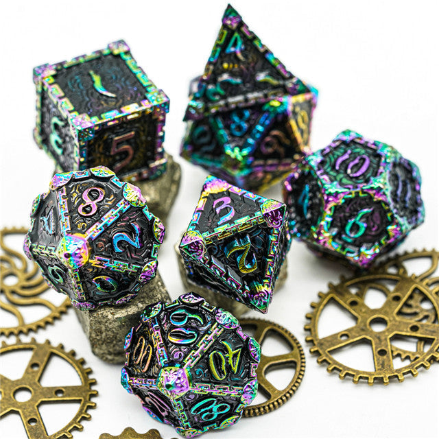 Black Rainbow Metal Dice（Dagger of Venom）7-Dice Udixi RPG (Online Only)