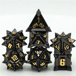 Black w/Gold Pinwheel Strengthened Metal 7-Dice Set | Metal DND Dice (Online Only)