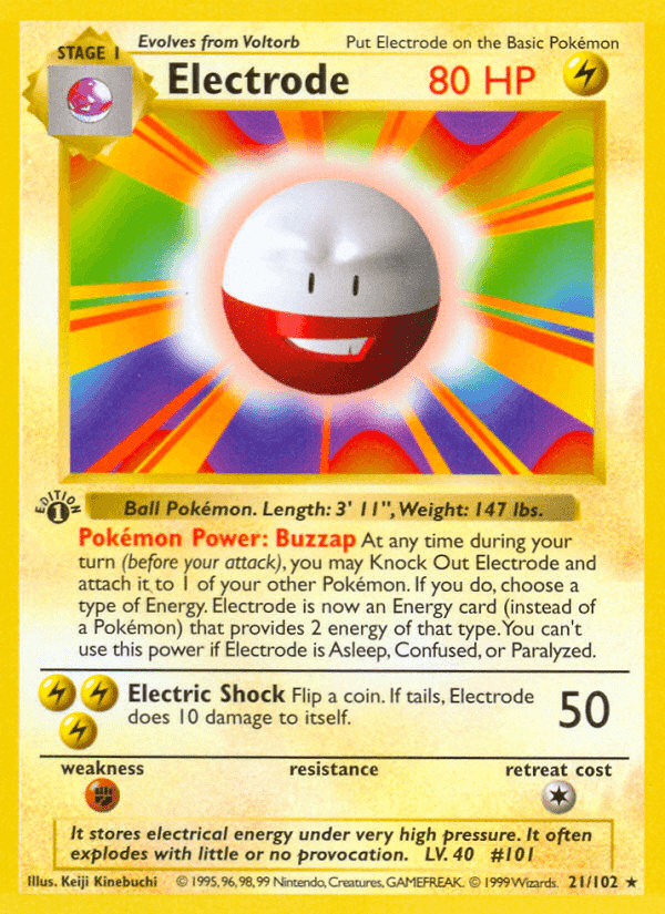 Electrode (21/102) (Shadowless) [Base Set 1st Edition] (Online Only)