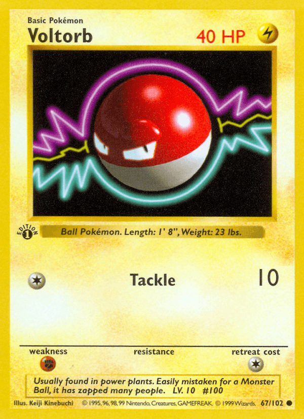 Voltorb (67/102) (Shadowless) [Base Set 1st Edition] (Online Only)