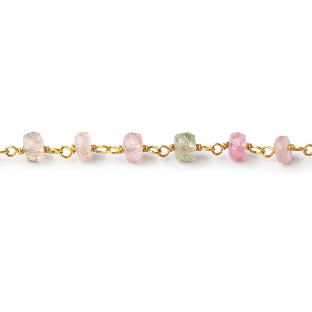 4mm Afghani Tourmaline Faceted Rondelles on Vermeil Chain by the Foot (ONLINE ORDER ONLY)