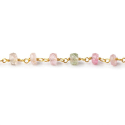 4mm Afghani Tourmaline Faceted Rondelles on Vermeil Chain by the Foot (ONLINE ORDER ONLY)