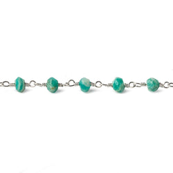4mm Russian Amazonite faceted rondelle Silver plated Chain 34 beads (ONLINE ORDER ONLY)