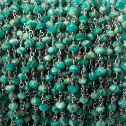 4mm Russian Amazonite faceted rondelle Silver plated Chain 34 beads (ONLINE ORDER ONLY)