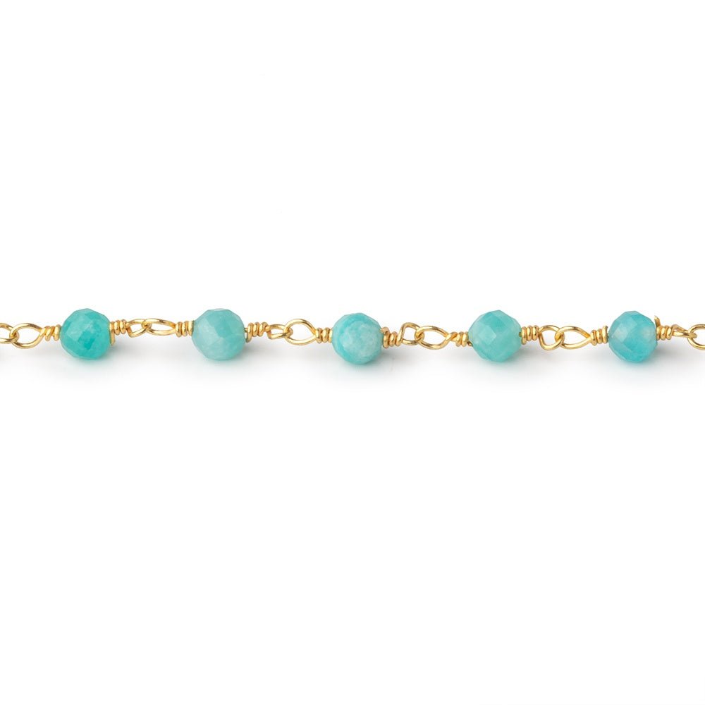 4mm Amazonite Micro Faceted Rounds on Gold Plated Chain (ONLINE ORDER ONLY)