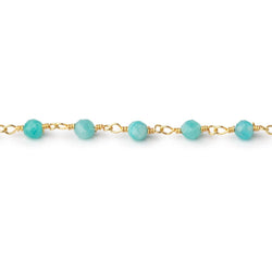 4mm Amazonite Micro Faceted Rounds on Gold Plated Chain (ONLINE ORDER ONLY)