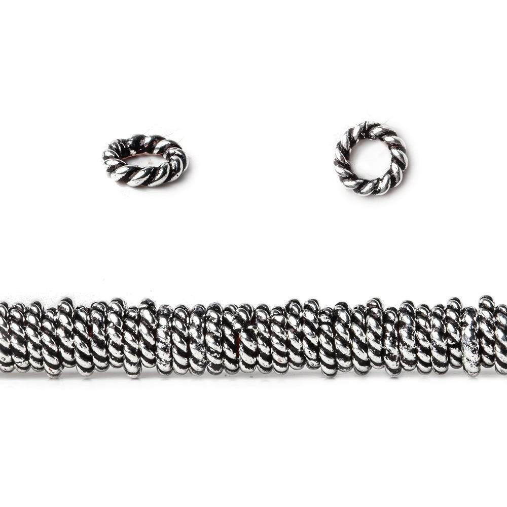 4mm Antiqued Sterling Silver Plated Copper Twisted Jumpring 8 inch 170 pcs (ONLINE ORDER ONLY)