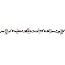 4mm Beryl faceted rondelle Black Gold plated .925 Silver Chain by the foot 42 pcs