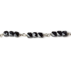 4mm Black Spinel micro faceted cube Silver .925 Chain by the foot (ONLINE ORDER ONLY)