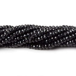 4mm Black Spinel faceted rondelles 1mm hole 14 inch 130 beads AAA (ONLINE ORDER ONLY)