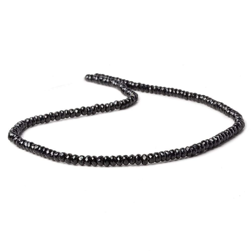 4mm Black Spinel faceted rondelles 1mm hole 14 inch 130 beads AAA (ONLINE ORDER ONLY)