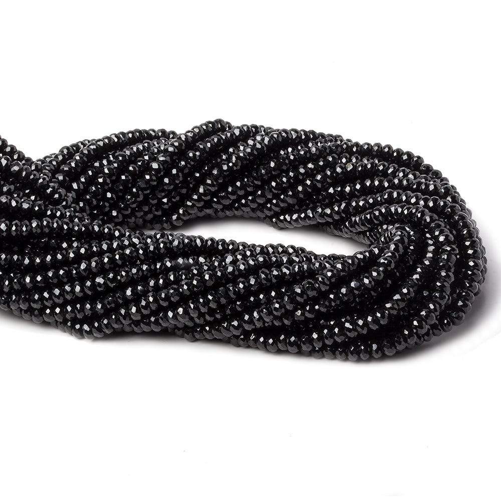 4mm Black Spinel faceted rondelles 1mm hole 14 inch 130 beads AAA (ONLINE ORDER ONLY)