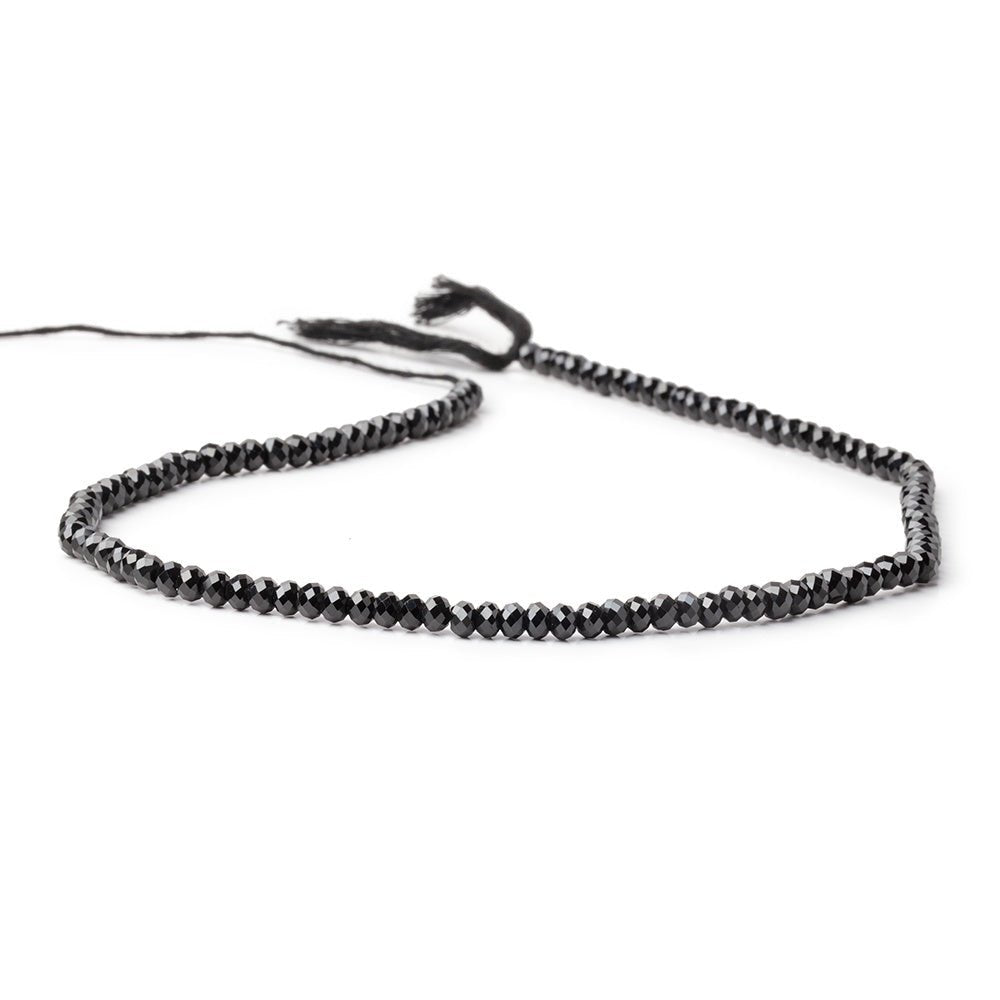 4mm Black Spinel Micro Faceted Rondelles 12.5 inch 110 Beads AAA (ONLINE ORDER ONLY)