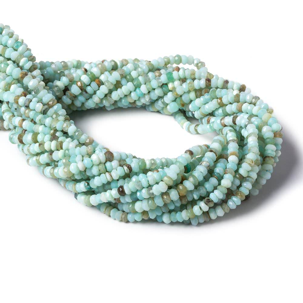 4mm Blue Peruvian Opal faceted rondelle beads 13 inch 120 pieces (ONLINE ORDER ONLY)